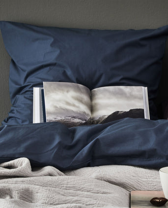 Bettdeckenbezug Manteigas, Dunkles Graublau, 100% Bio-Baumwolle